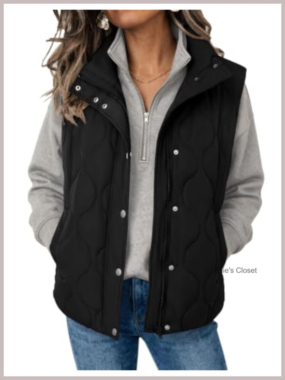 Oversized Puffer Vest Stand Collar Zip Up Sleeveless Outerwear